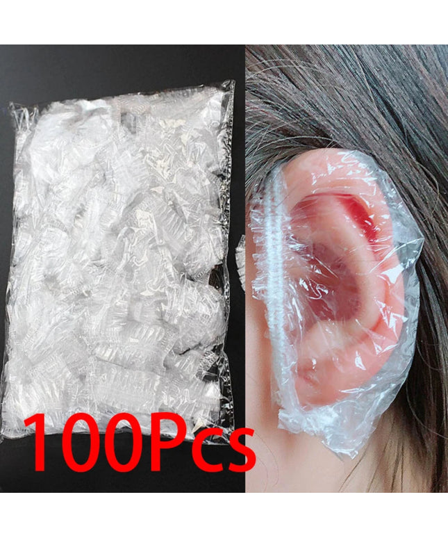 100Pcs Disposable Hair Dye Earmuff Waterproof Ear Cover Baking Oil Wash Shower Bathing Barber Hairdressing Cleaning Accessories