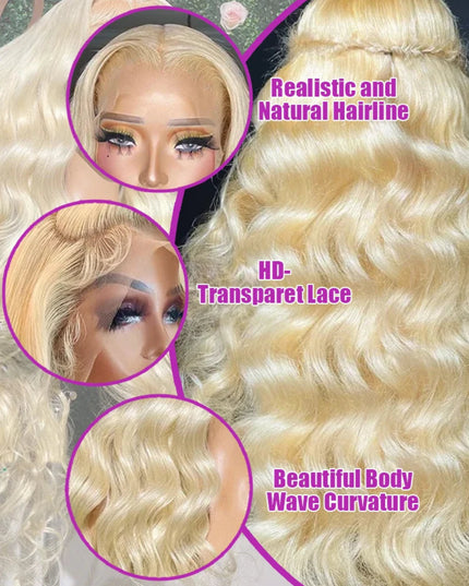 40Inch 613 Body Wave Blonde 13x6 Hd Lace Frontal Human Hair Wig Brazilian Color Water Wave Lace Front Wig For Women 250% Density