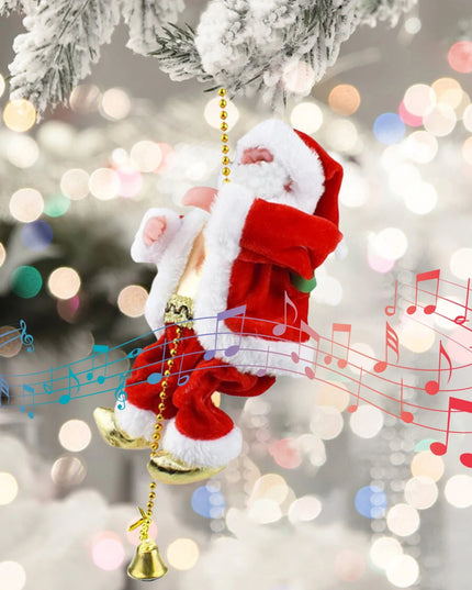 Novelty Climbing Santa Claus on Rope with Music Christmas Tree Pendant Ornament Battery Operated Rope Climbing Santa Claus