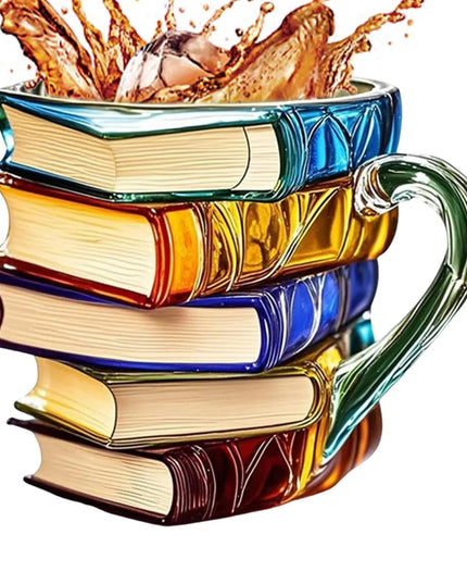 Painted Book Mug Resinz Novelty 3d Painted Books Coffee Mug Unique Colorful Resin Books Stack Coffee Cup Collection Gifts