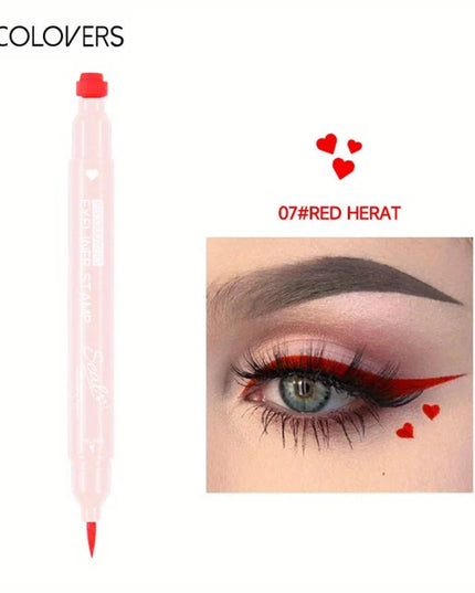 7 Styles Eyeliner Stamp Pen Red Black Liquid Eyeliner Pen Double-ended Lazy Eye Liner Pencil Fast Drying Waterproof Eye Makeup