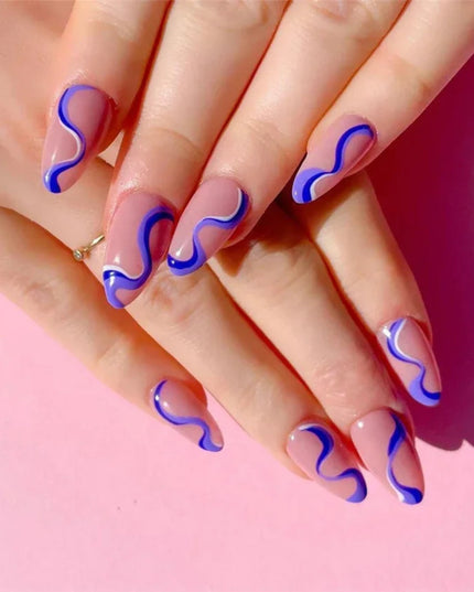 24Pcs/Set Acrylic Long Ballet Press on Nail Tips Coffin Wearing Reusable False Nails Art Colorful Glossy Fake Nails Artificial