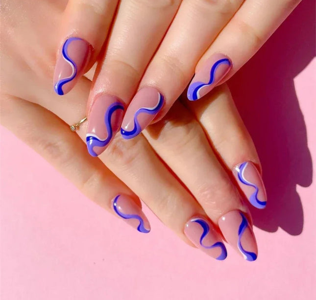 24Pcs/Set Acrylic Long Ballet Press on Nail Tips Coffin Wearing Reusable False Nails Art Colorful Glossy Fake Nails Artificial