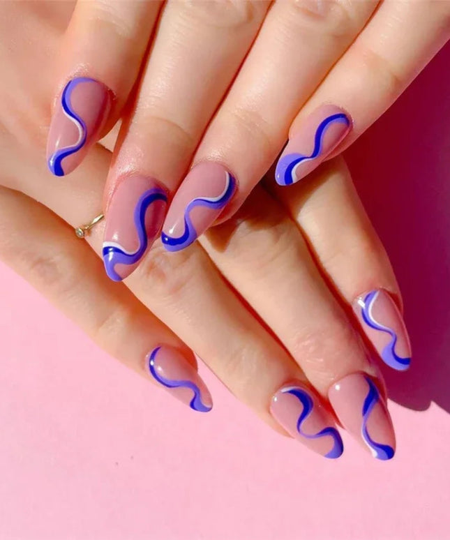 24Pcs/Set Acrylic Long Ballet Press on Nail Tips Coffin Wearing Reusable False Nails Art Colorful Glossy Fake Nails Artificial