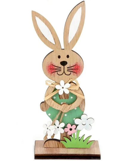 2026 Easter Day Wooden Easter Standing Rabbit Spring Festival Table Ornament Boy Girl Bunny Wood Crafts Happy Easter Party Decor