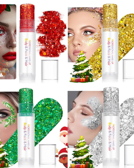 Body and facial glitter with long-lasting shine, suitable for holiday and Christmas party makeup