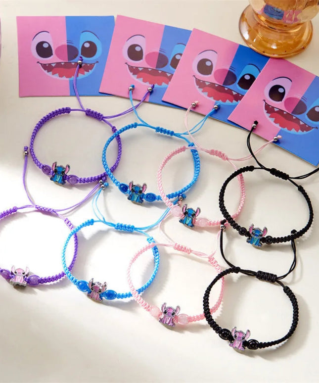 Disney Stitch Cartoon Bracelet Kawaii Lilo & Stitch Adjustable Wristband for Kids Girls Boys Gift Idea
