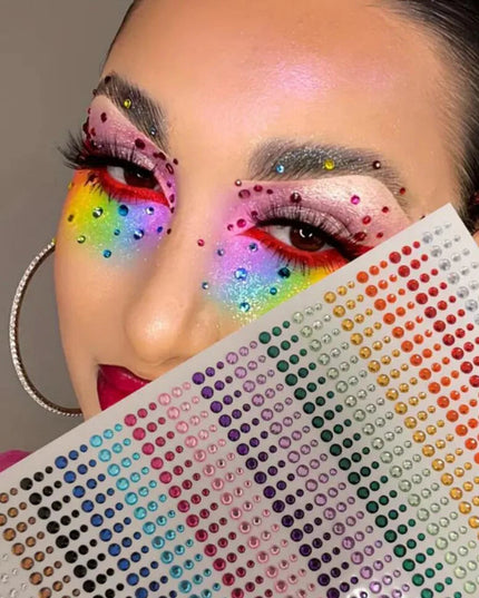 1Pcs Face Diamond Gem Sticker 5D Colorful Rhinestone Tattoo Eyeshadow Stickers fo Festival Nail Body Makeup Bling Jewel DIY Deco