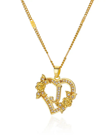 Heart Initial Letter Necklaces For Women Gold Color Stainless Steel Chain A-Z Alphabet Pendant Necklace Birthday Jewelry Gift
