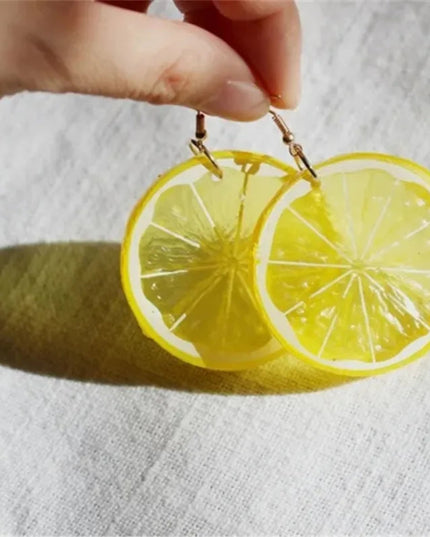 New Fashion Fruit Transparent Pearl Colored Lemon Earrings Y2k Women's Creative Jewelry