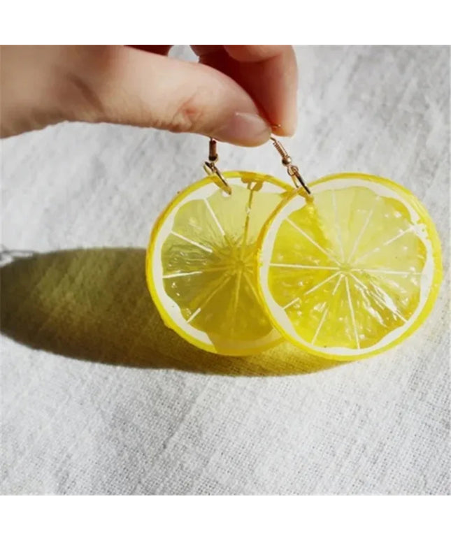 New Fashion Fruit Transparent Pearl Colored Lemon Earrings Y2k Women's Creative Jewelry