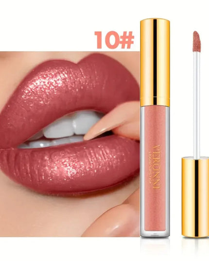 10-Shade Diamond Shine Lip Gloss High Pigment, Non Stick Cup SmudgeProof Long-Lasting for All Skin Types Glitter Liquid Lipstick