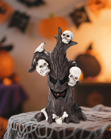 Halloween Decoration Creepy Resin Skull Heads Trunk Ornament for Desktop Party Favor and Present Display