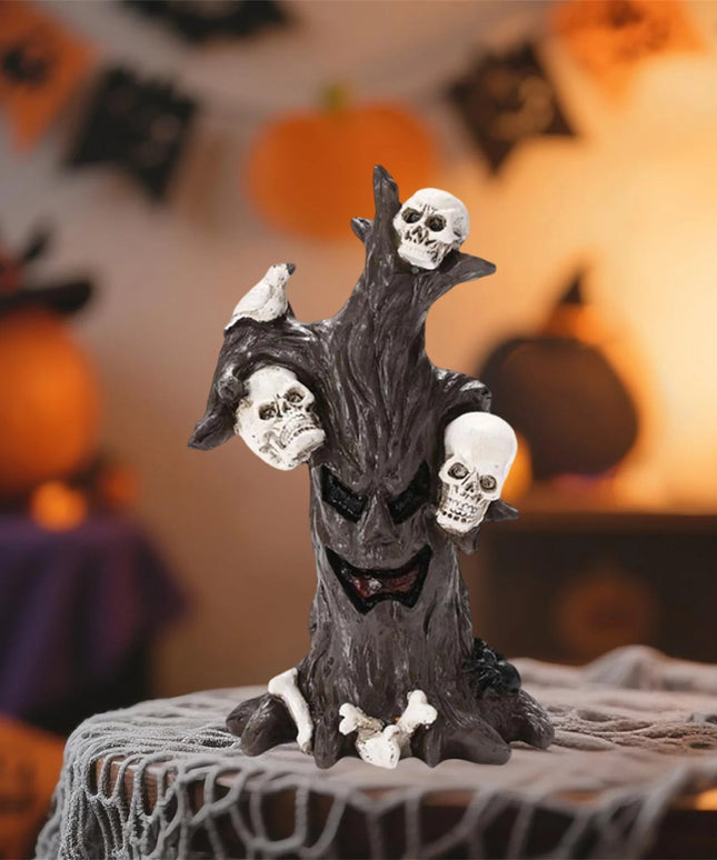 Halloween Decoration Creepy Resin Skull Heads Trunk Ornament for Desktop Party Favor and Present Display