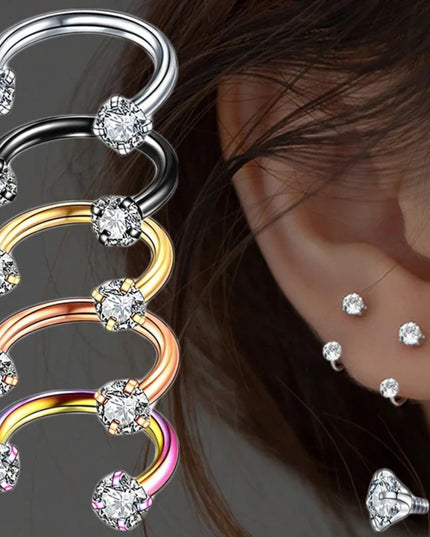 1PC Stainless Steel Crystal Hoop Ring Piercing Nose Ear belly Rings Women Men Cartilage Helix Earrings Daith Piercing Jewelry