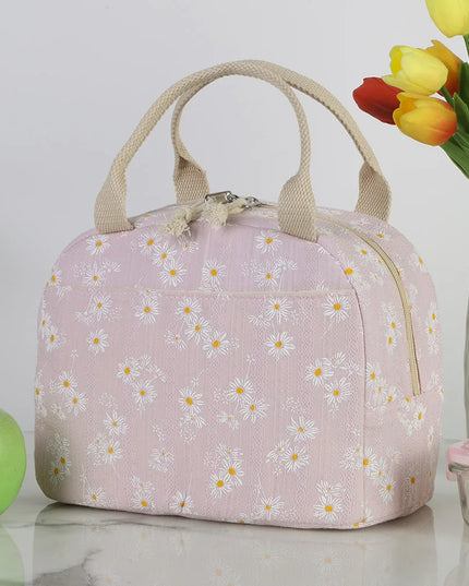 Strawberry/Daisy Corduroy Lunchbox Container Large Capacity Insulated Lunch Bag Multi-Function Cute Lunch Bag for Office School