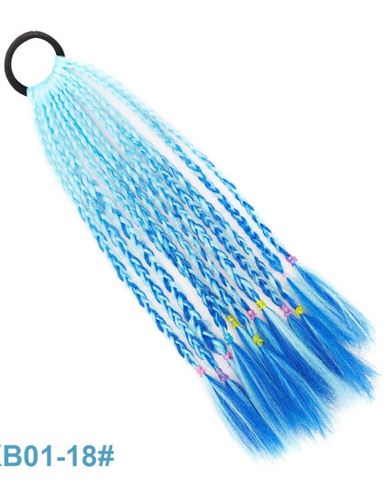 Colorful Braid Synthetic Hair Ponytail Rope Tie Girls Princess Color Tail Wig Children's Styling Baby Accessories