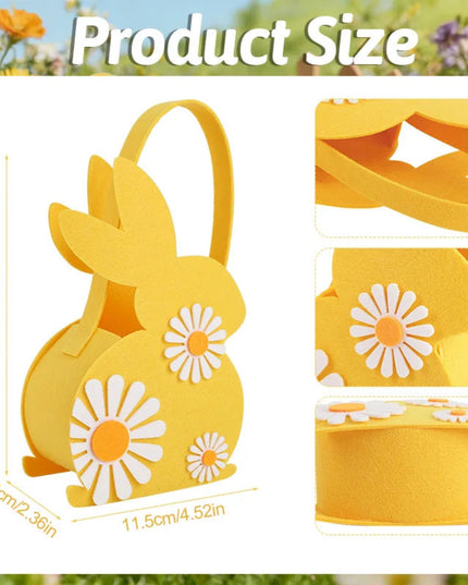 Easter Bunny Basket Kids Candy Tote Bag Soft Felt Gift Storage Basket 2026 Easter Party Decoration Egg Hunt Game Props