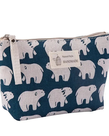 Fashion Printed Canvas Cosmetic Bag for Makeup Storage Travel Small Make Up Bags Organizer Women's Lipstick Bag