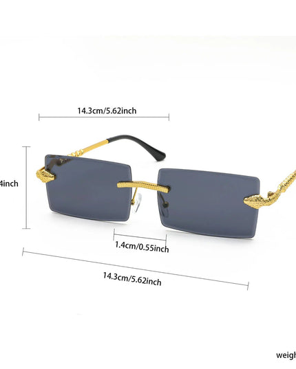 Rimless Rectangle Sunglasses Men Metal Gradient Gray Lens Big Frameless Sun Glasses Women UV400