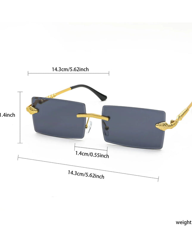 Rimless Rectangle Sunglasses Men Metal Gradient Gray Lens Big Frameless Sun Glasses Women UV400