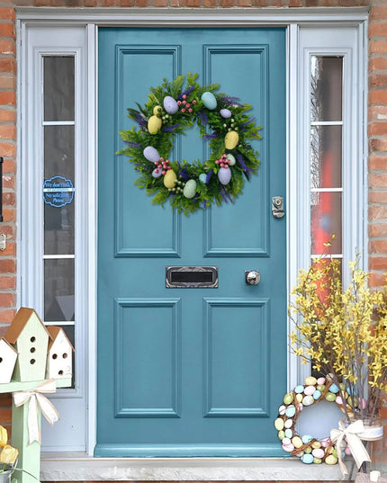 Spring Easter Egg Wreath With Sheep Ear Leaf Front Door Sparkling Egg Green Leaf Door Flower Ring With Advent Wreath Craft