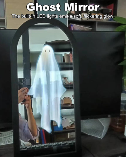 Terror Ghost Mirror NightLight Cute Halloween Home Accessories Spooky Haunted Mirrors Hologram Ghost Prank Decor 35*20cm/50*24cm