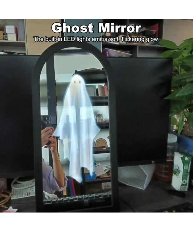 Terror Ghost Mirror NightLight Cute Halloween Home Accessories Spooky Haunted Mirrors Hologram Ghost Prank Decor 35*20cm/50*24cm