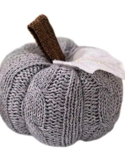 1-3PCS Autumn New Knit Mini Pumpkin with Maple Leaf Decoration Halloween Thanksgiving Day Kitchen Centerpiece Ornament Gifts