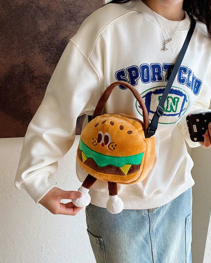Doll Plush French Fries Handbag Cute Fluffy Crossbody Bag Shoulder Bag Tote Bag Plush Toy Cartoon Hamburger Bag Girl