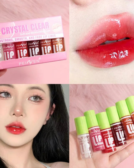 6PCS Moisturizing Lip Gloss Transparent Lip Oil Hydrating Lip Glaze Lip Plumper Hydrating Make Up Liquid Lipstick Lips Cosmetics