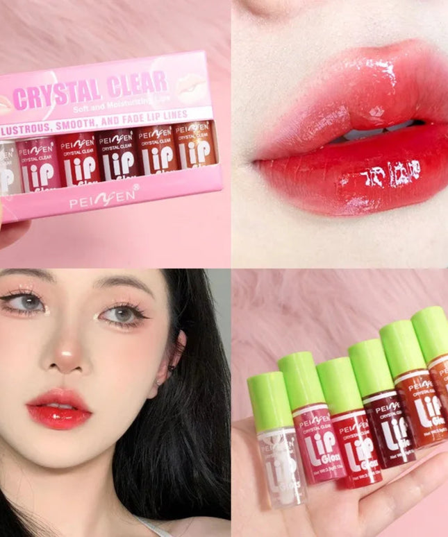 6PCS Moisturizing Lip Gloss Transparent Lip Oil Hydrating Lip Glaze Lip Plumper Hydrating Make Up Liquid Lipstick Lips Cosmetics