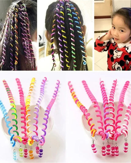 6pcs/lot Rainbow Color Cute Girl Curler Hair Braid Hair Styling Tools Hair Roller Braid Maintenance The Princess Hair Accessory