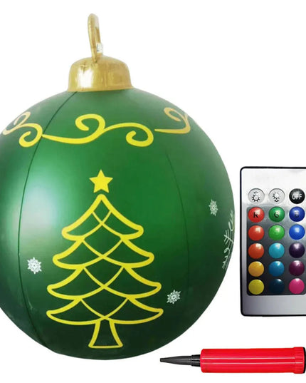 24 Inch Inflatable Christmas Balls New Years Christmas Ornaments with Lights PVC Giant Inflatable Christmas Balls Holiday Decor