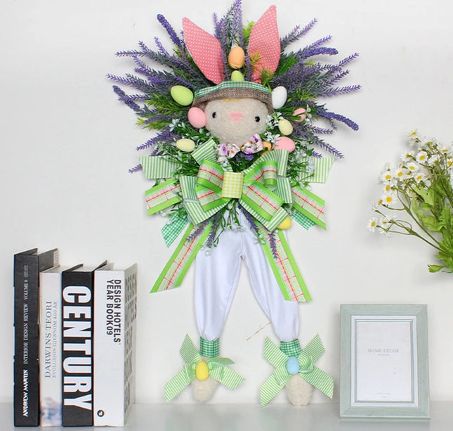 Easter Bunny Wreath Wall Artificial Lavender Easter Egg Rabbit Wreath Spring Wreath Easter Decor For Garden Hanging Wreaths