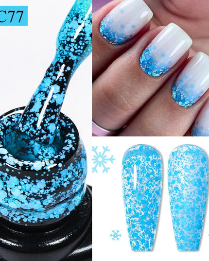 7ml Snowflake Gel Nail Polish UV LED Semi Permanent Milky White Pink Glitter Snow Sequins Gel Nails Art Design Varnish Manicure