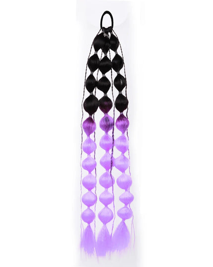 Synthetic 1Pcs Ponytail Extension Corlorful Bubble Braid Long Lantern Braided Ponytail with Hair Tie Straight Hairpieces