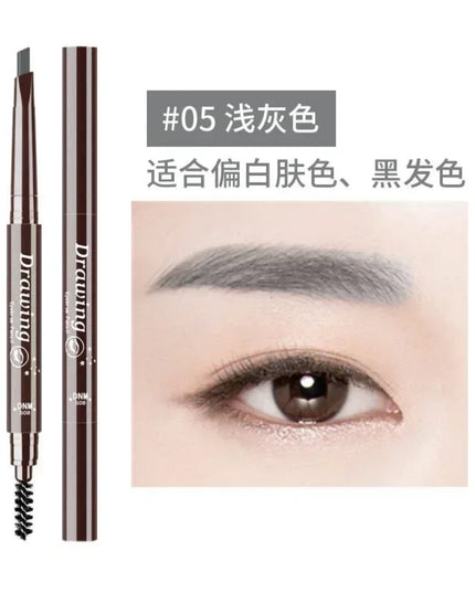 DNM Double-Heads Triangular Eyebrow Pencil 7-Color Option with Brush Natural Look Easy Coloring And Drawing for Eyebrows