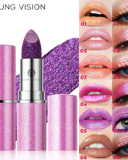 YOUNG VISION 6 pearlized shimmer lipsticks and eyeshadows with long-lasting, fade-resistant, warm-change lipsticks.