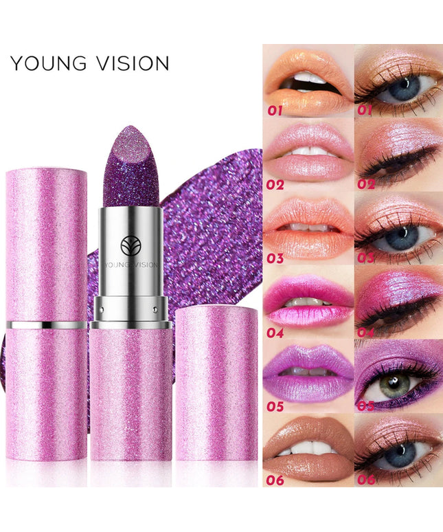 YOUNG VISION 6 pearlized shimmer lipsticks and eyeshadows with long-lasting, fade-resistant, warm-change lipsticks.