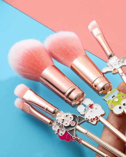 5pcs/set Hello Kitty Makeup Brush Kawaii Kuromi My Melody Cinnamoroll Cartoon Character Cosplay Prop Makeup Brushes Tool