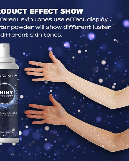 Shiny Glitter Spray Radiant Silver Glitter Spray for Hair &Body Instant Holographic Highlight Sparkling Shimmer Makeup for Party