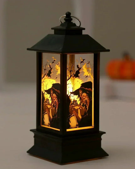 Mystical Halloween LED Lanterns Witch Castle Ghost Pumpkin Decor with Dangling Candle Lights Perfect Gift