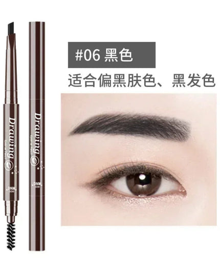 DNM Double-Heads Triangular Eyebrow Pencil 7-Color Option with Brush Natural Look Easy Coloring And Drawing for Eyebrows