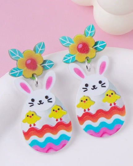 New Easter Earrings Cartoon Easter Bunny Creative Fashion Chick Acrylic Earstuds Eardrops Easter Decoration Gift