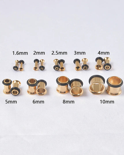 9Pairs Stainless Steel Gold Color Ear Taper Stretching Kit Gauge Expenders Set-18pcs Tapers Or Tunnels Piercing Jewelry 1.6-10mm
