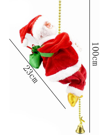 Novelty Climbing Santa Claus on Rope with Music Christmas Tree Pendant Ornament Battery Operated Rope Climbing Santa Claus
