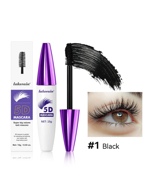 5D Mascara Waterproof Thickening Lengthening Curling Liquid Fiber Mascara Long-Lasting Curling Eyelash Extension Cosmetics