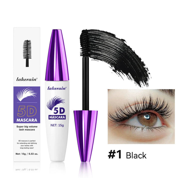 5D Mascara Waterproof Thickening Lengthening Curling Liquid Fiber Mascara Long-Lasting Curling Eyelash Extension Cosmetics