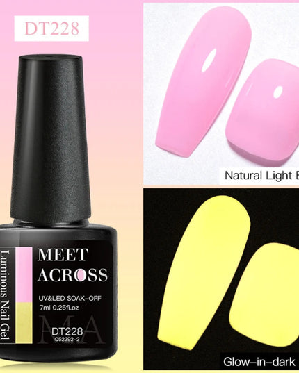 MEET ACROSS 7ml Fluorescent Neon Gel Nail Polish Sparky Semi Permanent Soak Off Nail Art UV LED Gel Varnish For Manicure